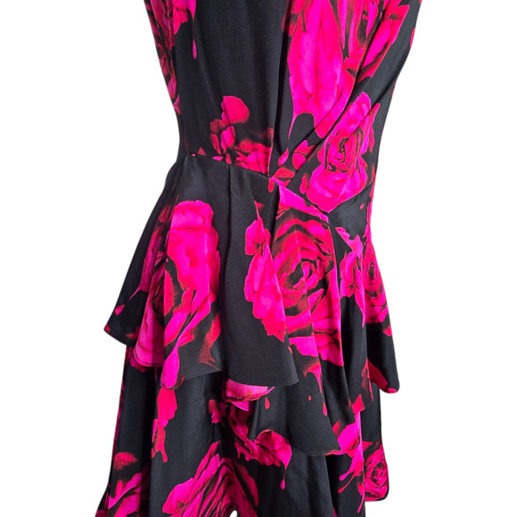 Bensoni Rufflle Rose Print Silk Dress Fall 2011 Collection Size 10 - Picture 3 of 12